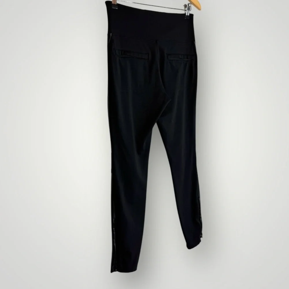 Athleta Delaney Shine Moto Tights Size Medium Petite Skinny Ankle Zips Black - Picture 6 of 9